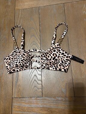 NEW Leopard Print Strappy Bralette Bikini Top